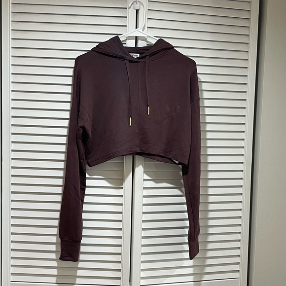 GYMSHARK X Whitney Simmons Collab Recovery Cropped Hoodie Burgundy Small - Picture 2 of 6